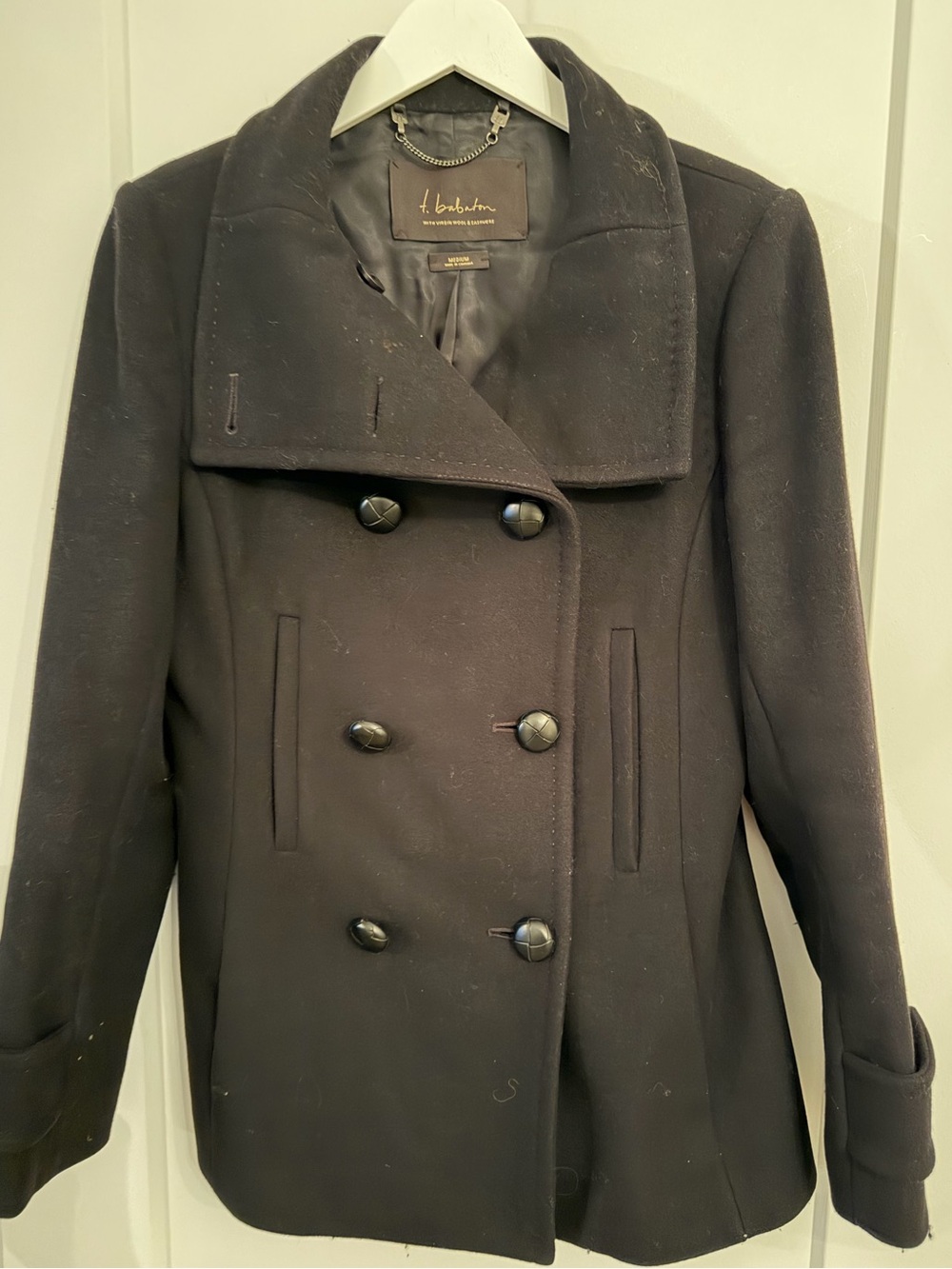 Babaton Women's Double-Breasted Peacoat - Black